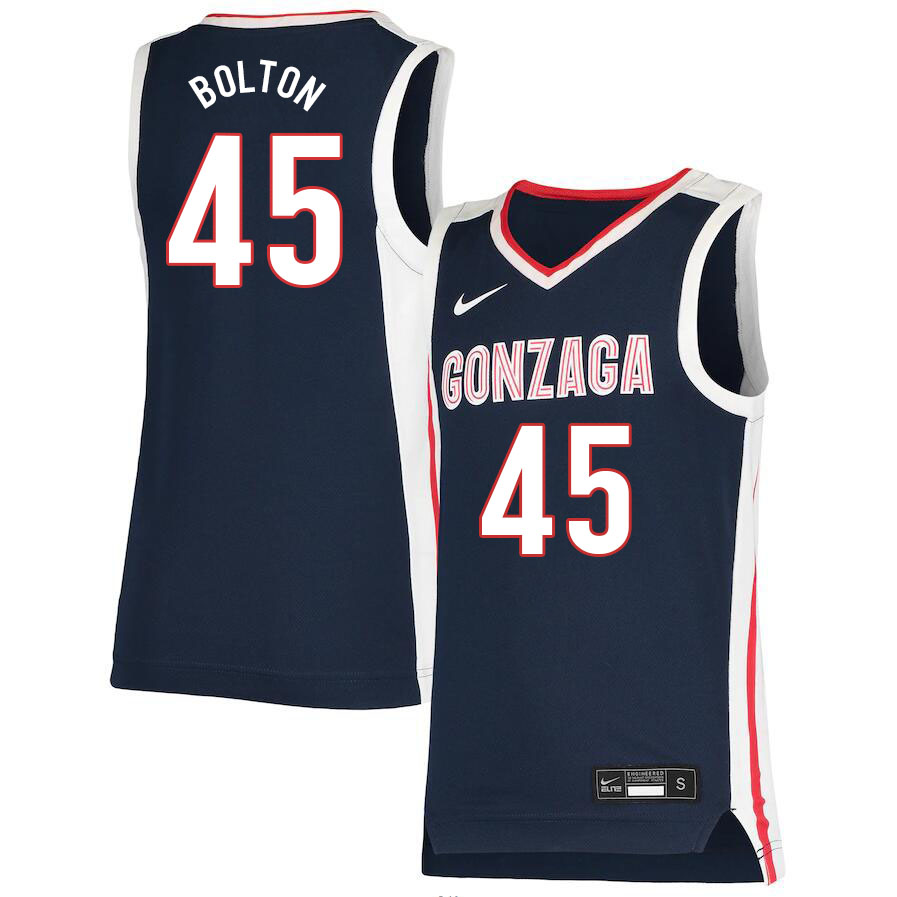 Men #45 Rasir Bolton Gonzaga Bulldogs College Basketball Jerseys Sale-Navy - Click Image to Close